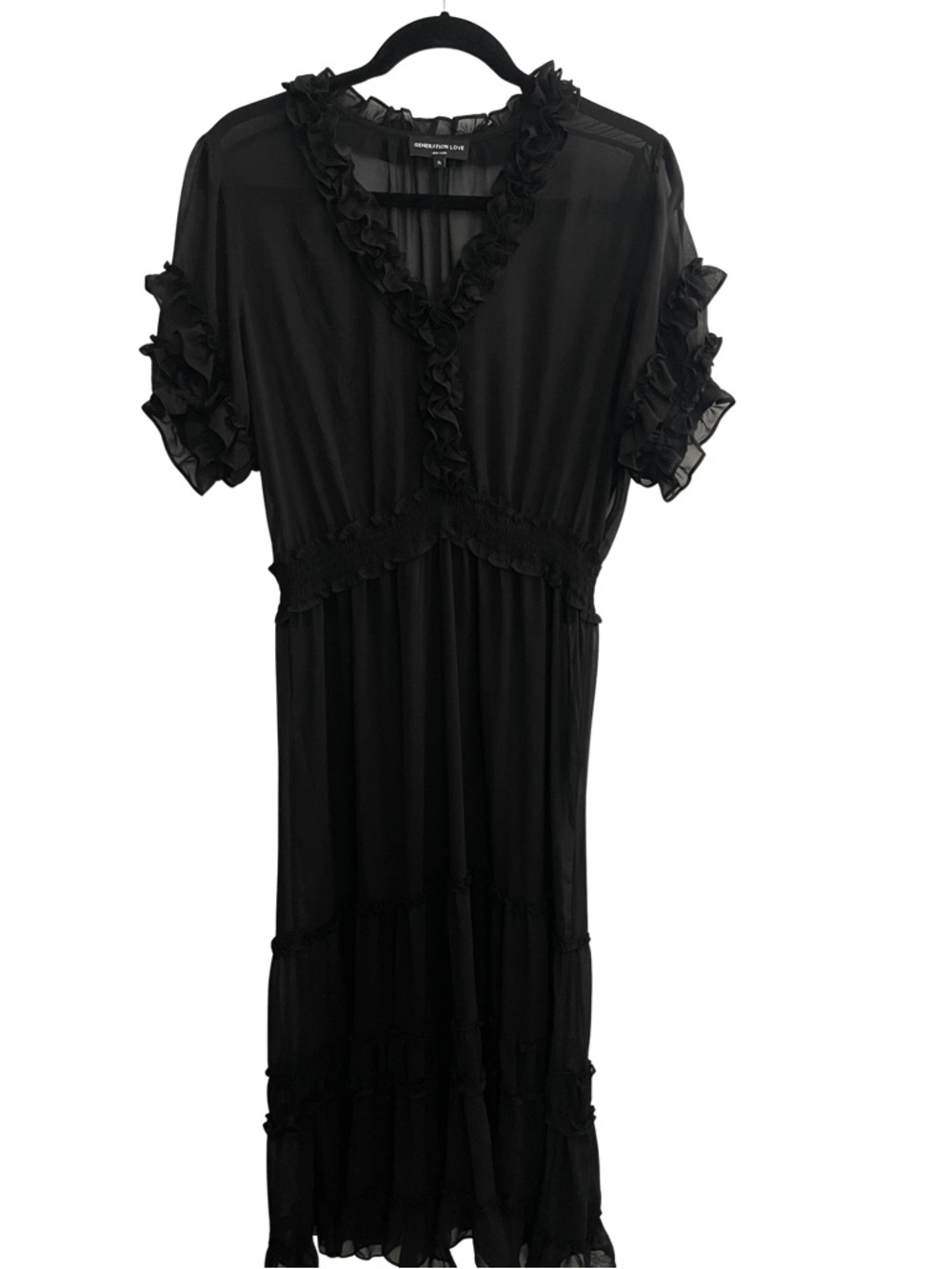 Generation Love Maxi Dress Black XL Fleur Sheer